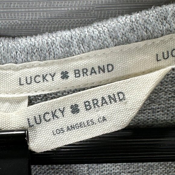 Lucky Brand Top Womens Medium Blue Gradient Tee Long Sleeve Boxy Hi Low Hem Logo - Picture 3 of 7